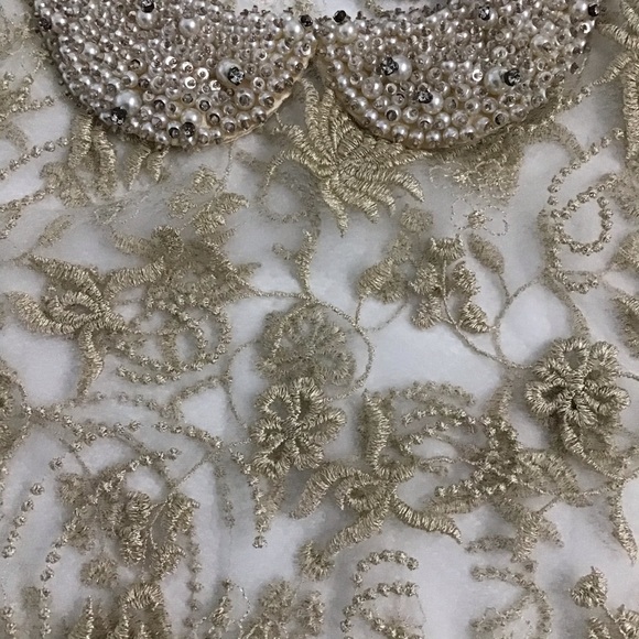 Anthropologie Moulinette Soeurs Sheer Gold Lace Top - Picture 10 of 12